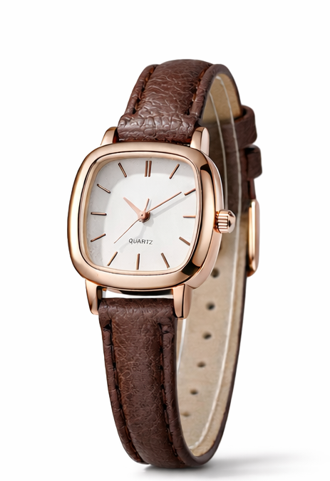 Montre femme élégante à bracelet marron