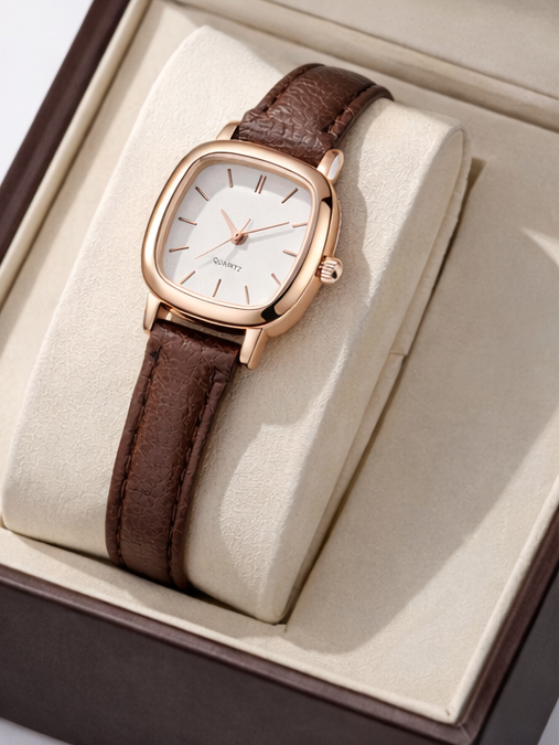 Montre femme élégante à bracelet marron